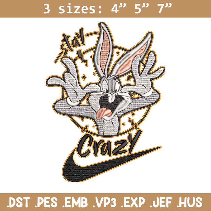 Bugs Bunny Embroidery Design, Looney Tunes Embroidery, Embroidery File, Nike Embroidery, Anime shirt, Digital download.jpg