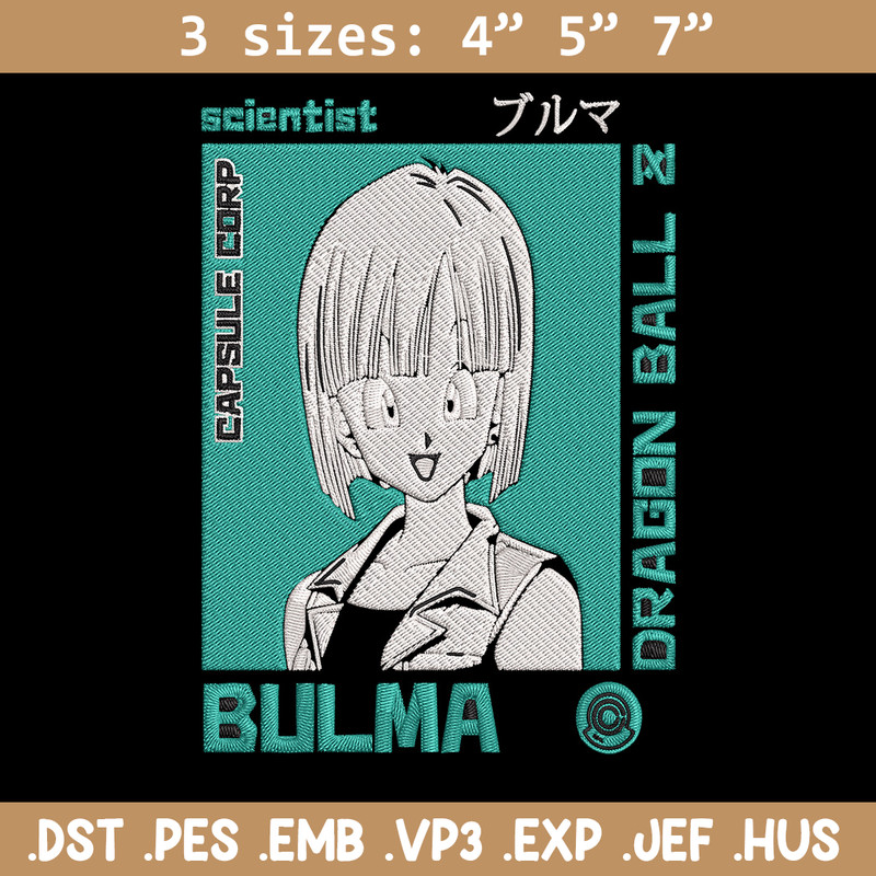 Bulma poster Embroidery Design, Dragonball Embroidery, Embroidery File, Anime Embroidery, Anime shirt, Digital download..jpg
