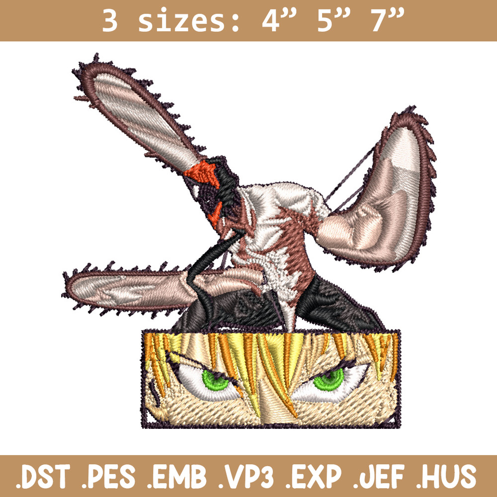 Chainsaw Embroidery Design, Chainsaw man Embroidery, Embroidery File, Anime Embroidery, Anime shirt, Digital download.jpg