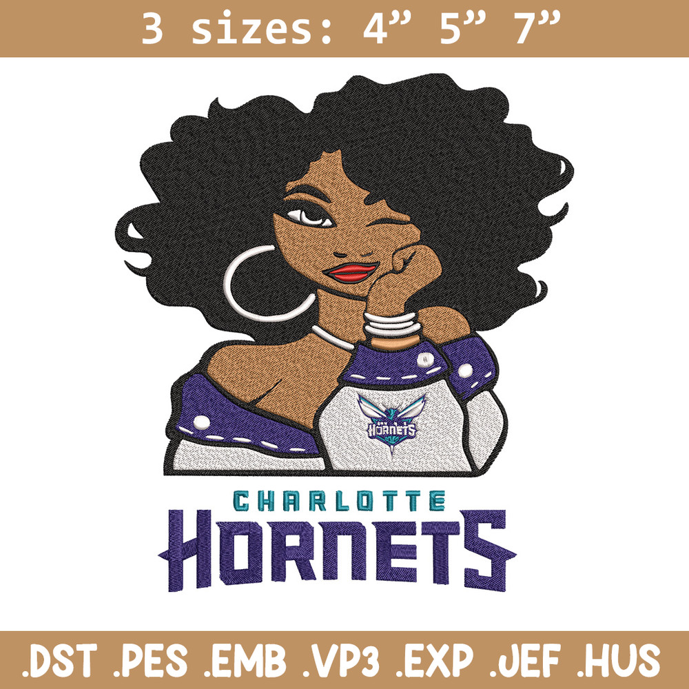 Charlotte Hornets girl embroidery design, NBA embroidery, Sport embroidery, Embroidery design, Logo sport embroidery..jpg