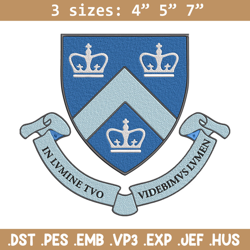 Columbia University logo embroidery design, Sport embroidery, logo sport embroidery, Embroidery design,NCAA embroidery.jpg