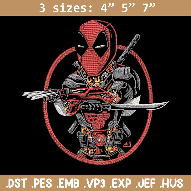 Deadpool circle Embroidery Design, Deadpool Embroidery, Embroidery File, Anime Embroidery, Anime shirt, Digital download.jpg