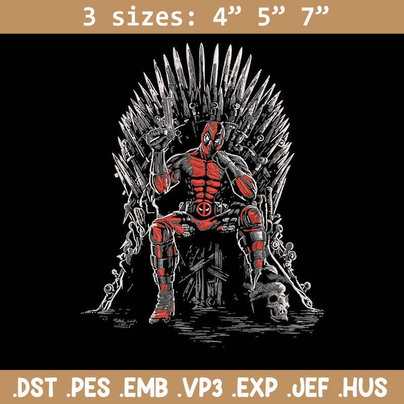 Deadpool king Embroidery Design, Deadpool Embroidery, Embroidery File, Anime Embroidery, Anime shirt, Digital download.jpg