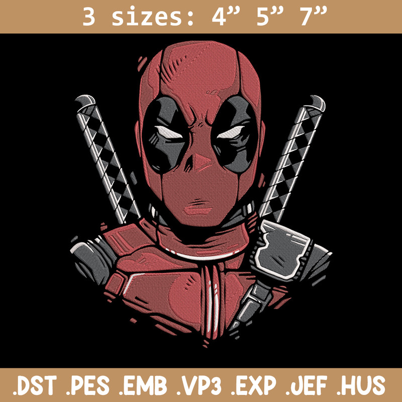 Deadpool poster Embroidery Design, Deadpool Embroidery, Embroidery File, Anime Embroidery, Anime shirt, Digital download.jpg