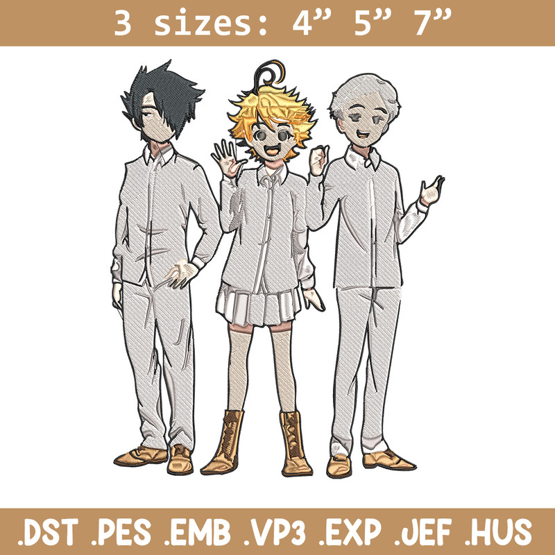 Emma friends Embroidery Design, Promised Neverland Embroidery, Embroidery File, Anime Embroidery, Digital download.jpg