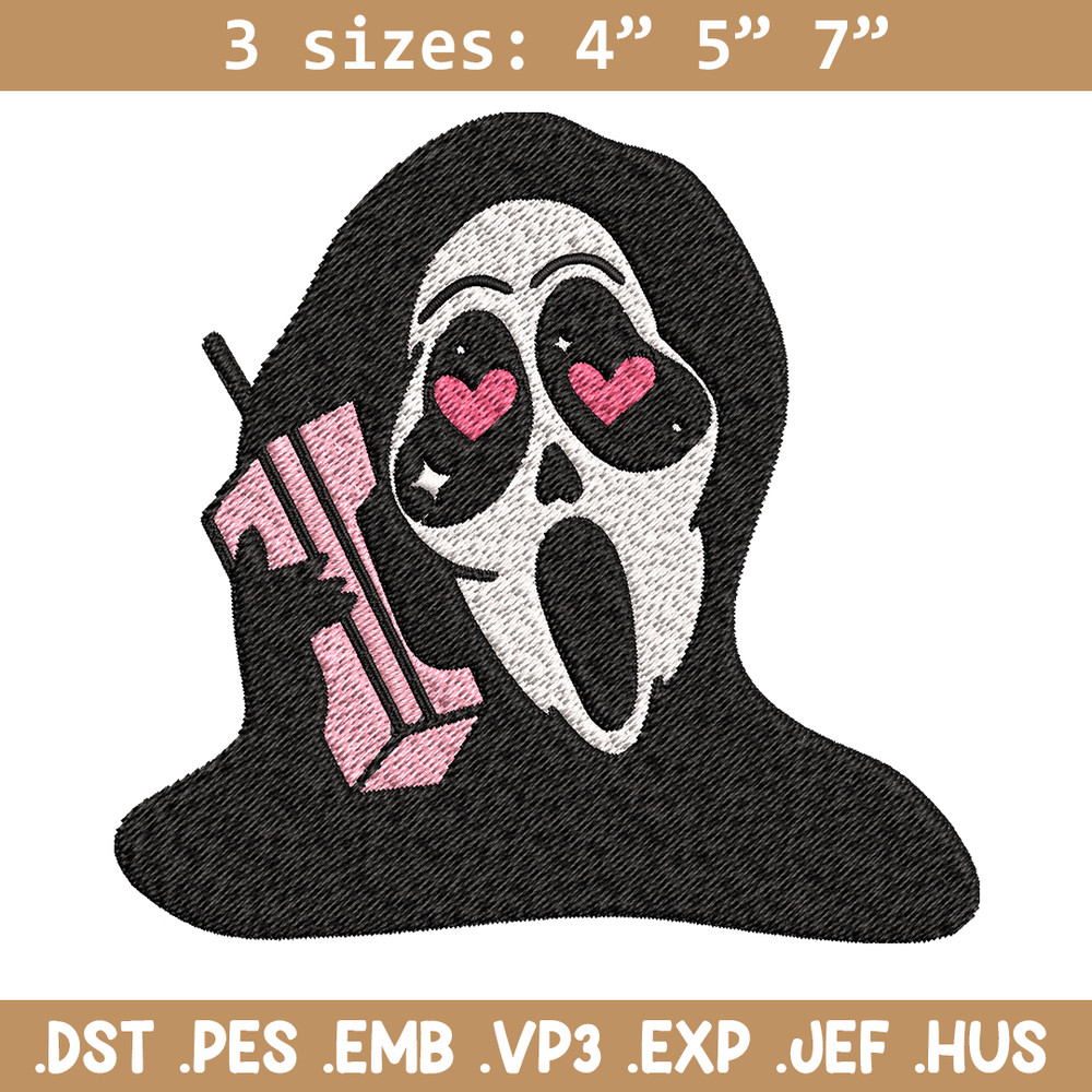 Ghost Face Call Me Embroidery design, Ghost Face Embroidery, Embroidery File, Horror design, Digital download..jpg
