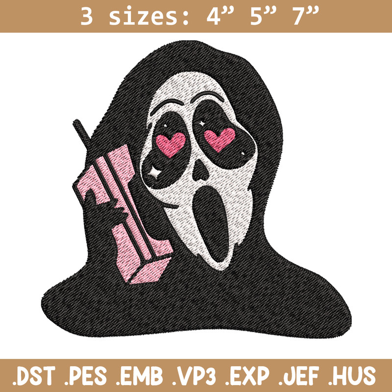 Ghost Face Call Me Embroidery design, Ghost Face Embroidery, Embroidery File, Horror design, Digital download..jpg