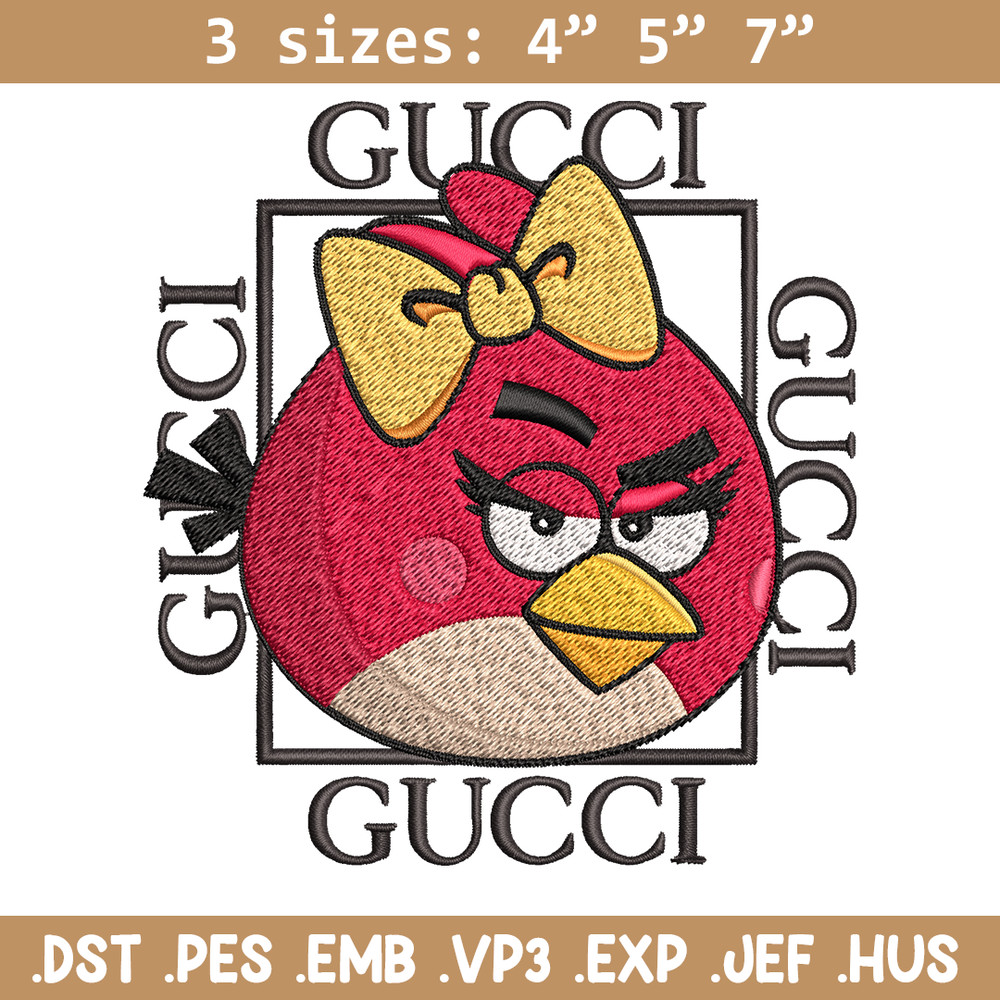 Girl Bird gucci Embroidery design, Angry Birds Embroidery, cartoon design, Embroidery File, logo shirt, Digital download.jpg