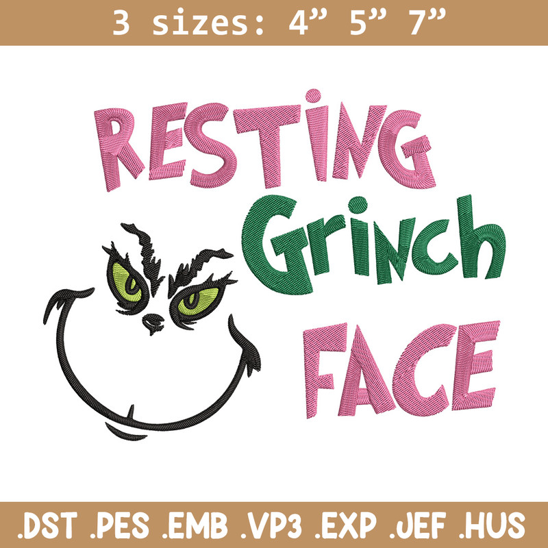 Grinch face Embroidery Design, Grinch Embroidery, Embroidery File, Chrismas Embroidery, Anime shirt, Digital download.jpg