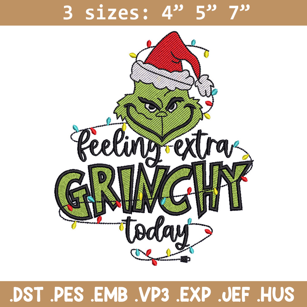 Grinchy today embroidery design,Grinch embroidery, Chrismas design, Embroidery shirt, Embroidery file, Digital download.jpg