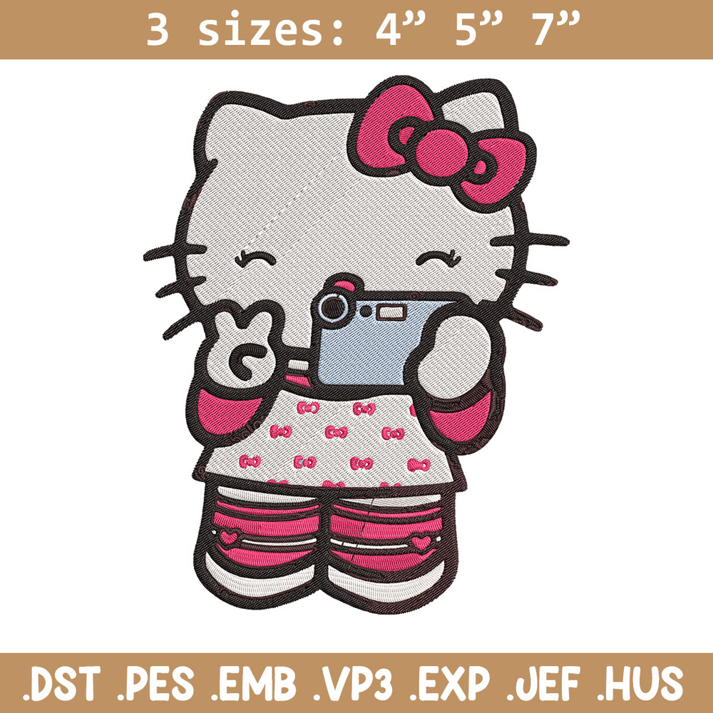 Hello kitty selfie Embroidery Design, Hello kitty Embroidery, Embroidery File, Anime Embroidery, Digital download.jpg
