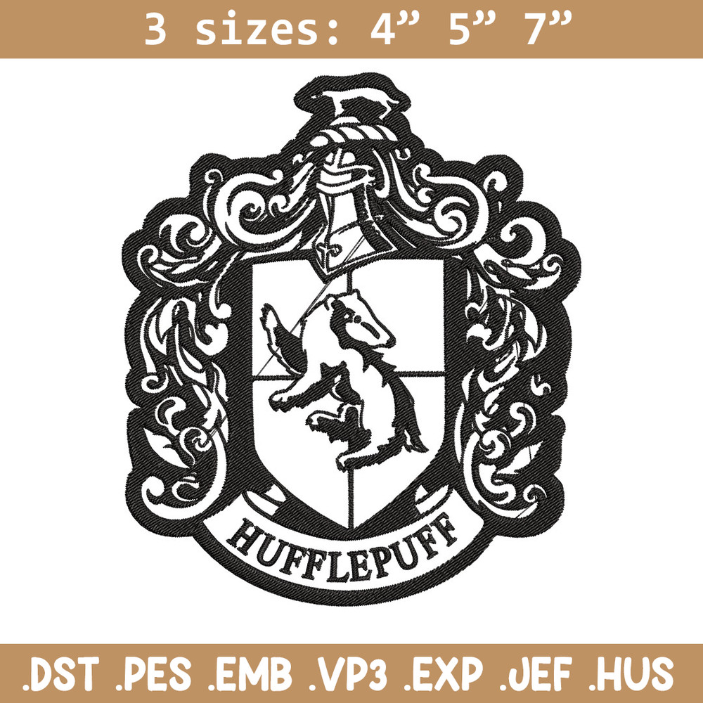 Hufflepuff Crest Embroidery Design, logo Embroidery, Embroidery File, logo shirt, Embroidery design, Digital download..jpg