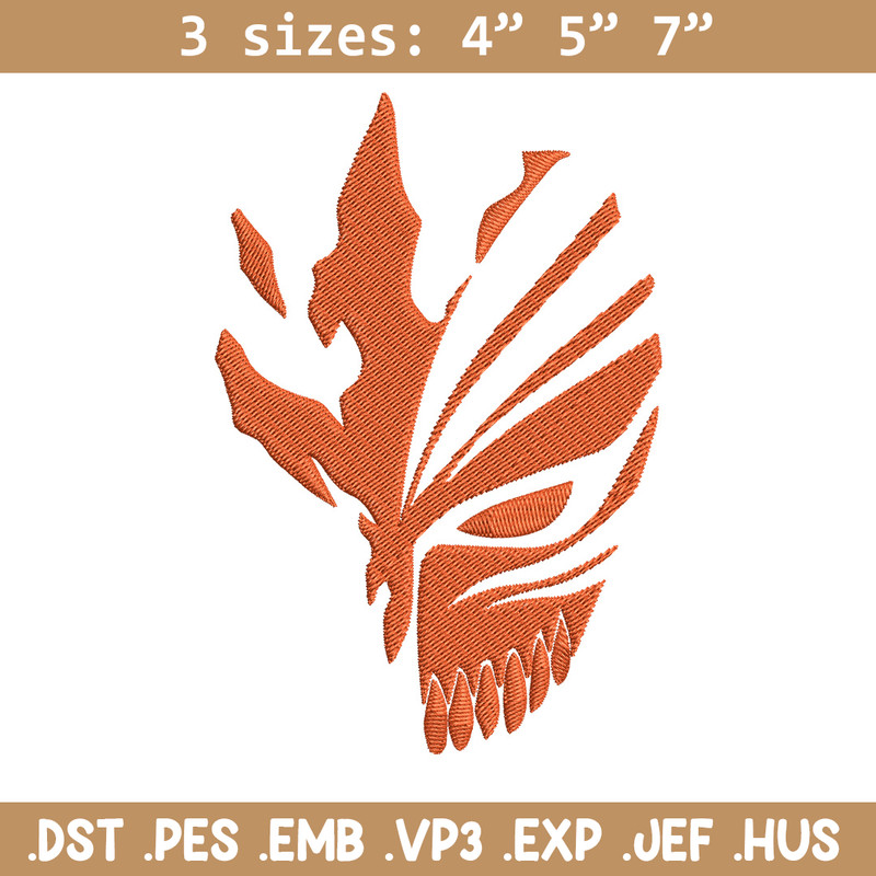 Ichigo mask Embroidery Design, Bleach Embroidery, Embroidery File, Anime Embroidery, Anime shirt, Digital download.jpg