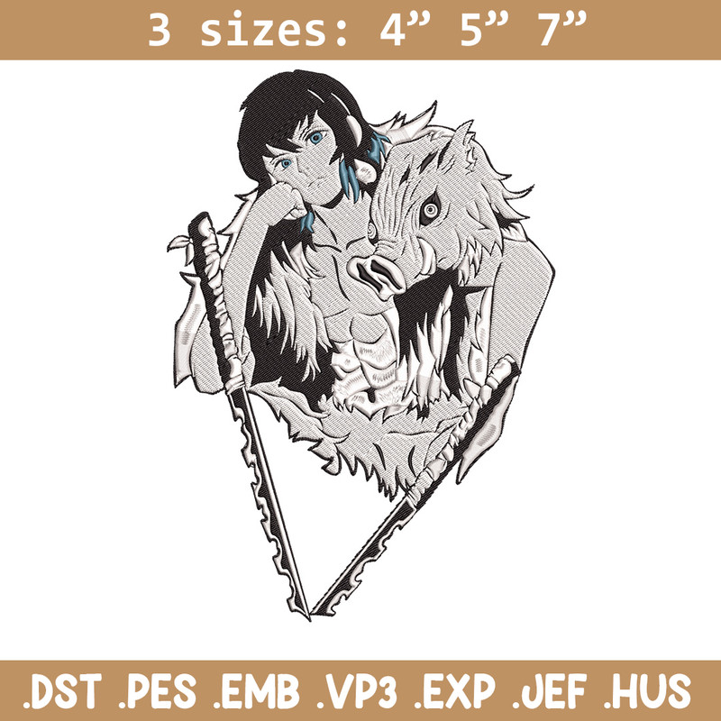 Inosuke poster Embroidery Design,Demon slayer Embroidery, Embroidery File,Anime Embroidery,Anime shirt,Digital download.jpg