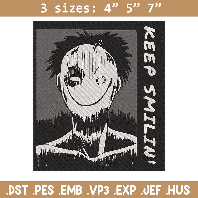 Just Smile Embroidery Design, Horror Embroidery, Embroidery File, Anime Embroidery,Anime shirt, Digital download.jpg