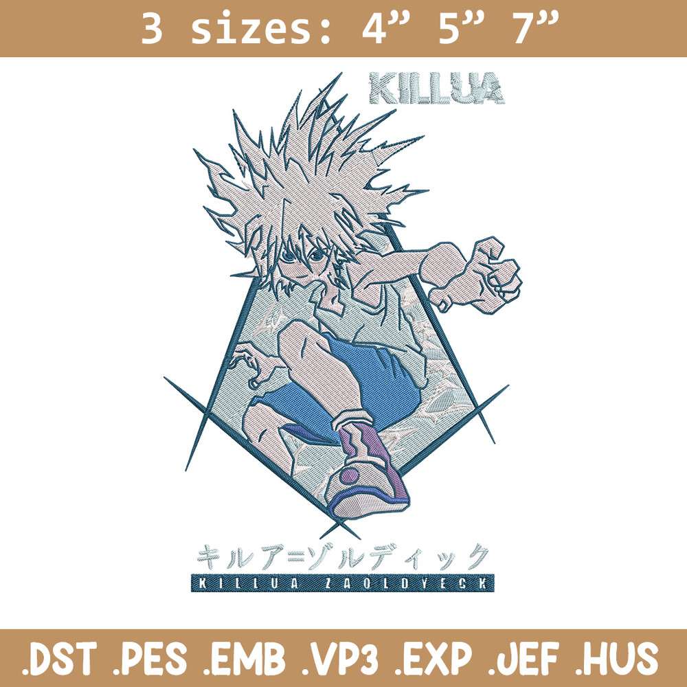 Killua Embroidery Design, Hunter x hunter Embroidery, Embroidery File, Anime Embroidery, Anime shirt, Digital download.jpg
