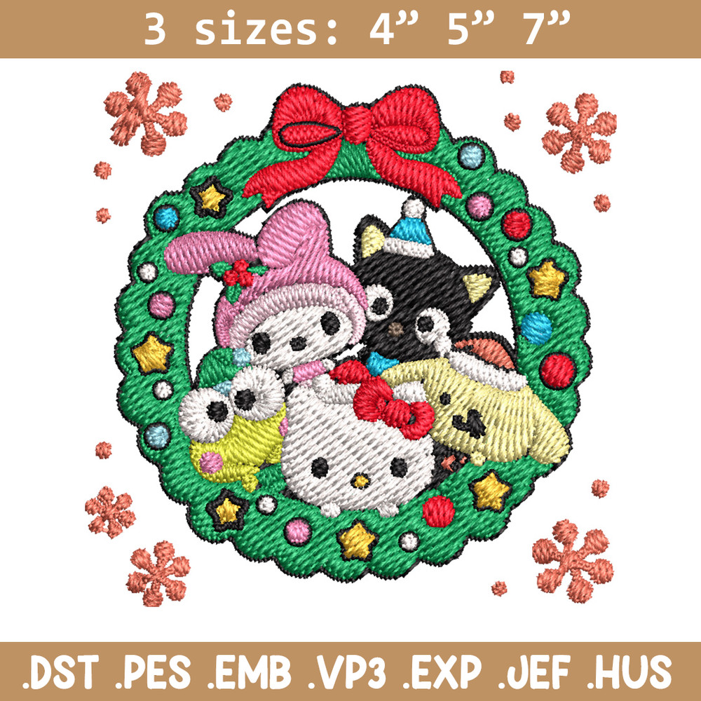 Kitty friends Embroidery Design,Hello kitty Embroidery,Embroidery File,Chrismas Embroidery,Anime shirt, Digital download.jpg