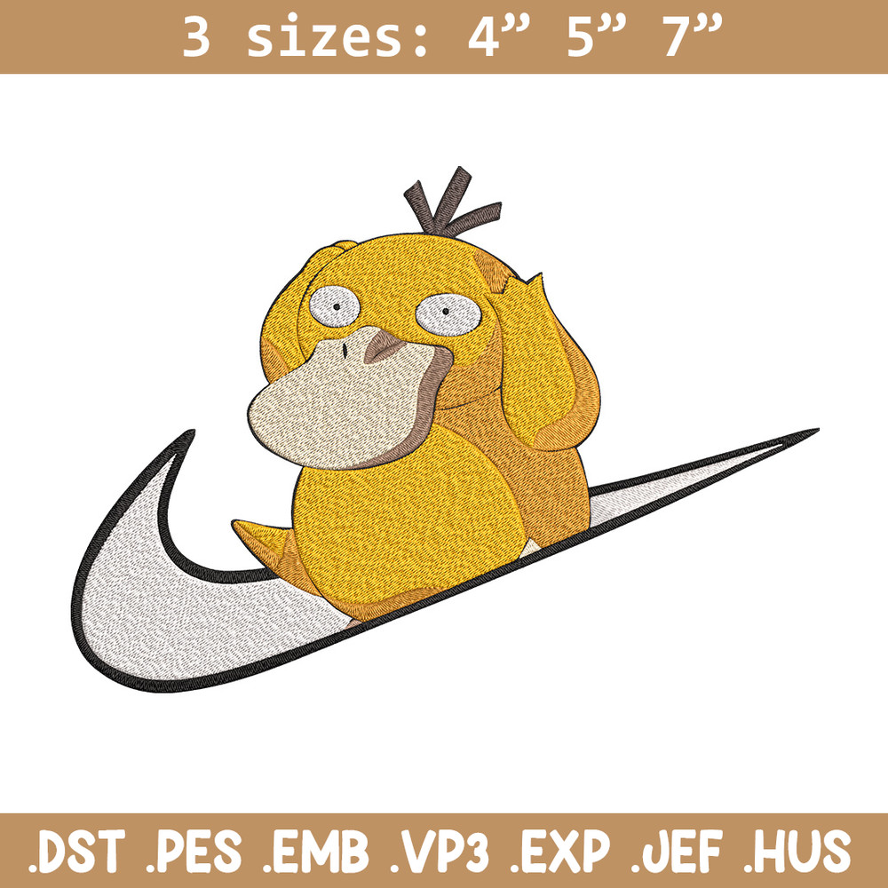 Koduck x nike Embroidery Design, Pokemon Embroidery, Embroidery File, Nike Embroidery, Anime shirt, Digital download.jpg