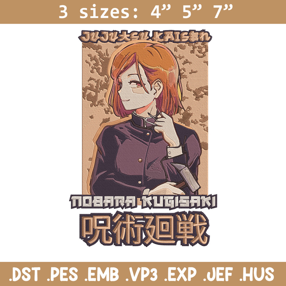 Kugisaki Nobara Embroidery Design,Jujutsu Embroidery, Embroidery File, Anime Embroidery, Anime shirt, Digital download.jpg