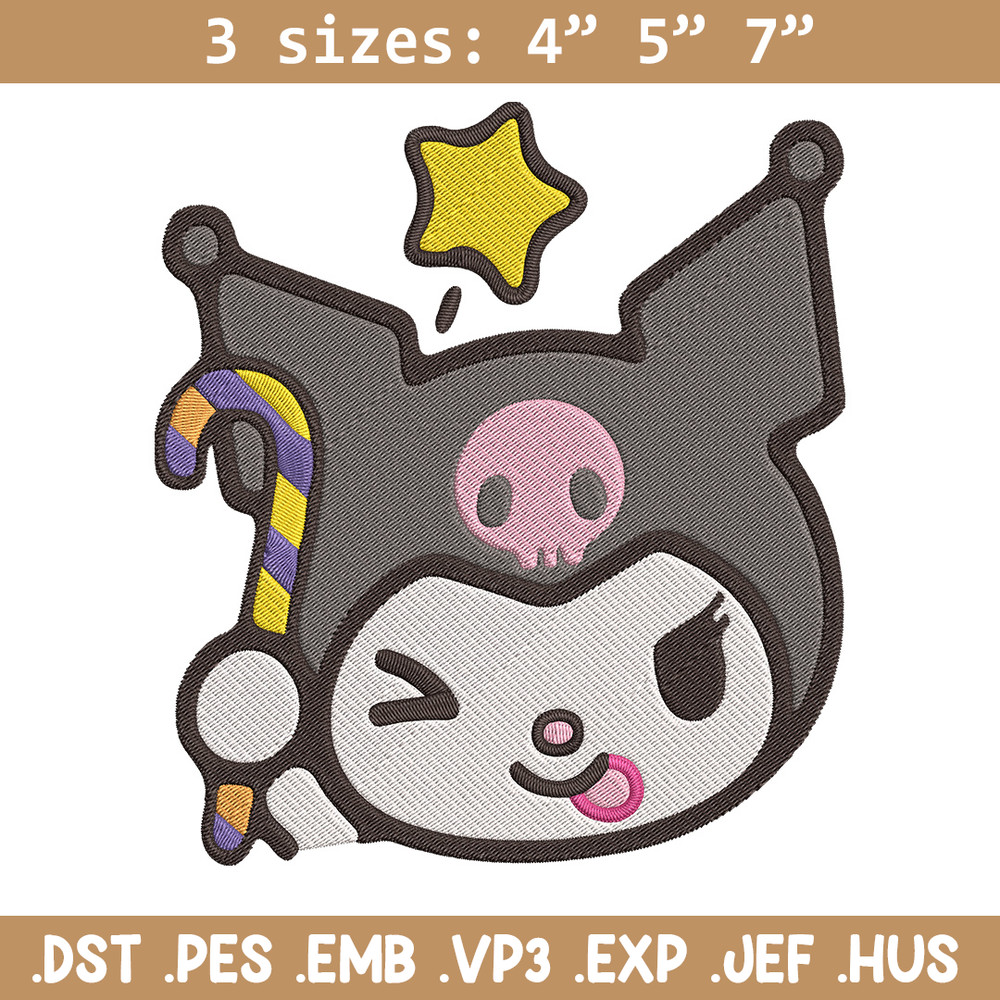 Kuromi face Embroidery Design, Hello kitty Embroidery, Embroidery File,Anime Embroidery, Anime shirt, Digital download.jpg