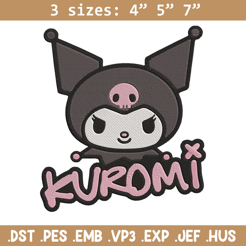 Kuromi logo Embroidery Design, Hello kitty Embroidery, Embroidery File, Anime Embroidery, Anime shirt, Digital download..jpg