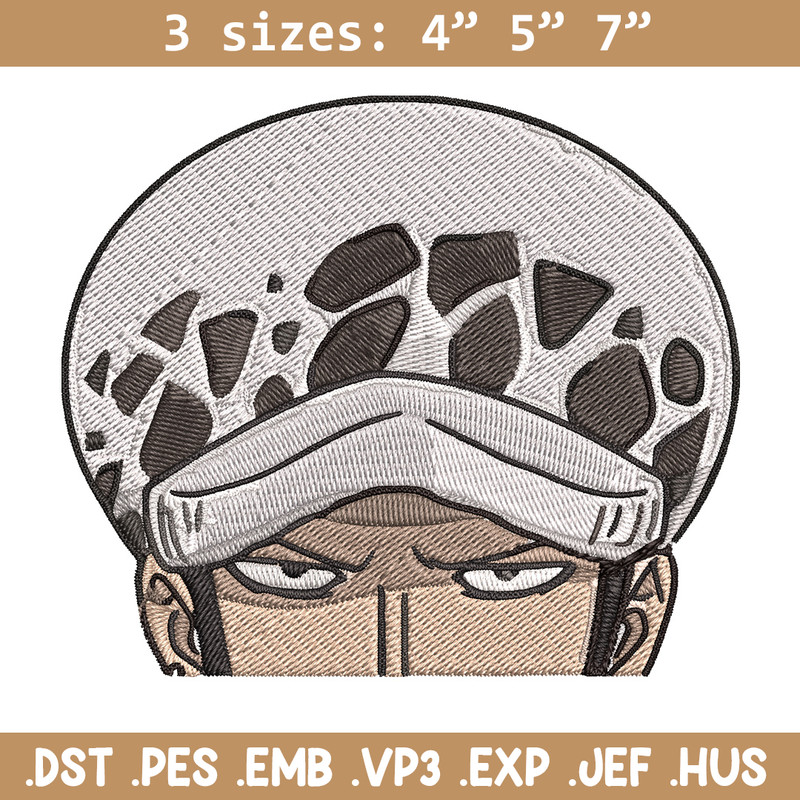 Law Peeker Embroidery Design, One piece Embroidery, Embroidery File, Anime Embroidery, Anime shirt, Digital download.jpg