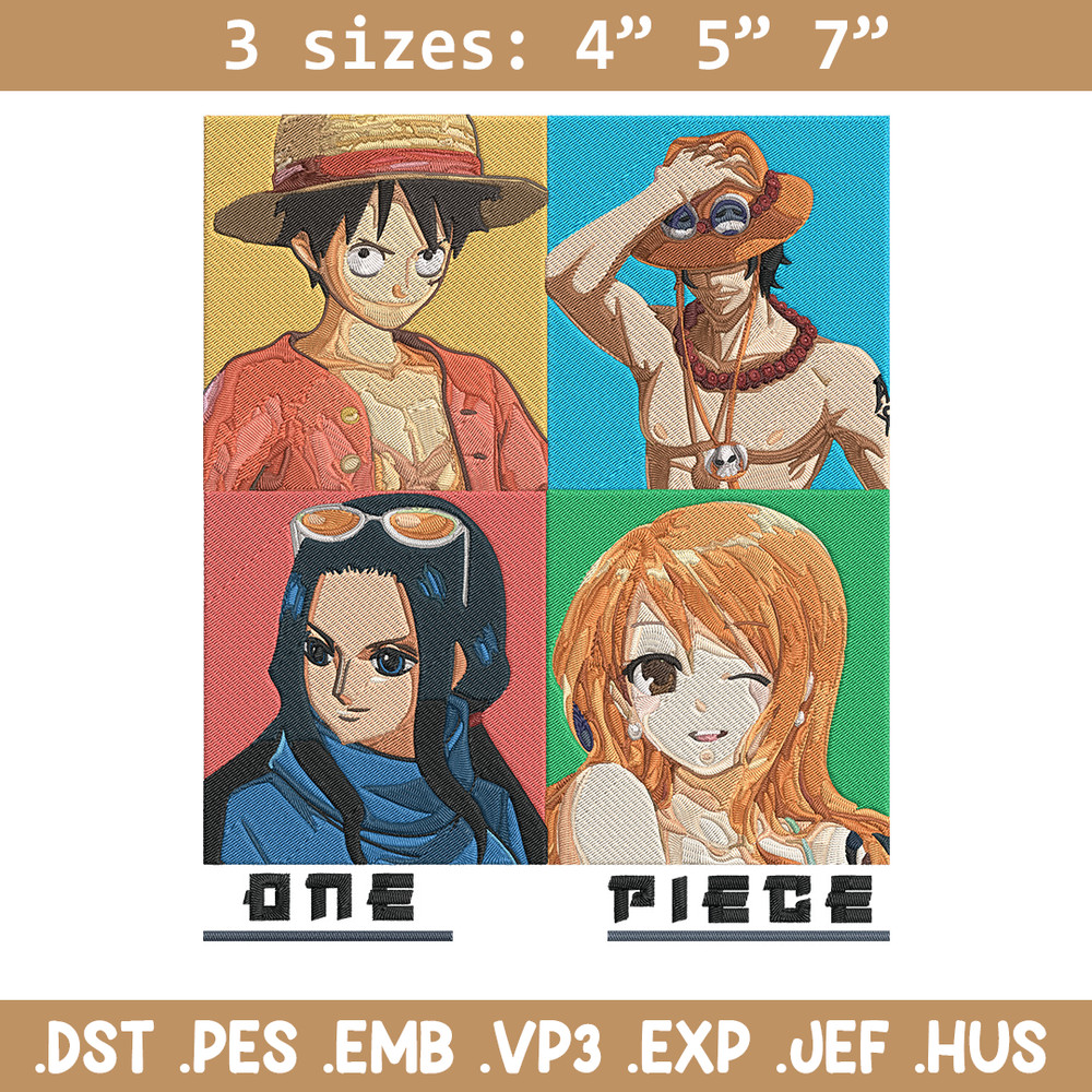 Luffy friends Embroidery Design, One piece Embroidery, Embroidery File, Anime Embroidery, Anime shirt, Digital download..jpg