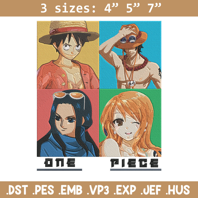 Luffy friends Embroidery Design, One piece Embroidery, Embroidery File, Anime Embroidery, Anime shirt, Digital download..jpg