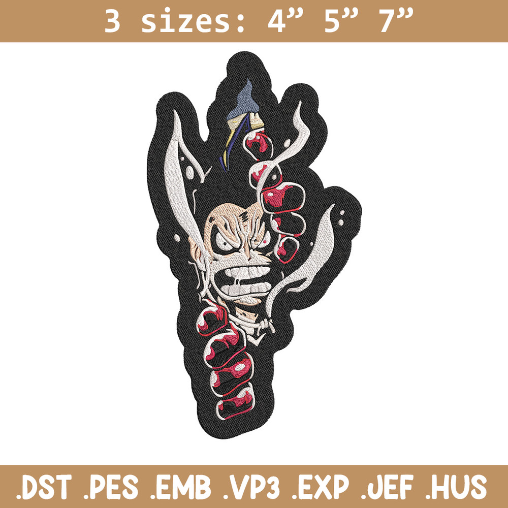 Luffy gear 4 Embroidery Design, One piece Embroidery, Embroidery File, Anime Embroidery, Anime shirt, Digital download.jpg