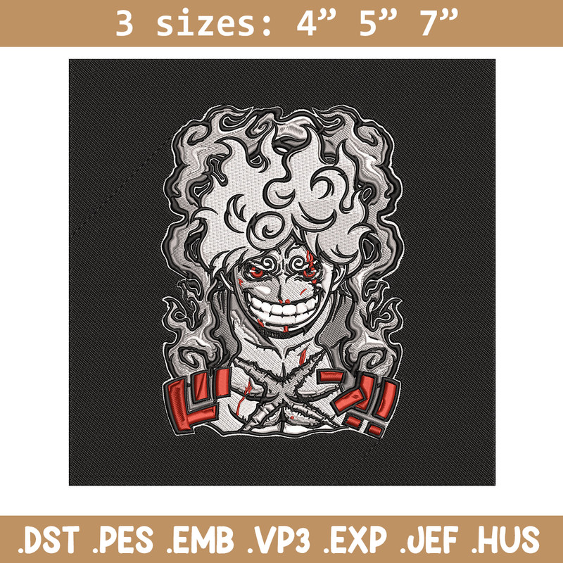 Luffy gear 5 Embroidery Design, One piece Embroidery, Embroidery File, Anime Embroidery, Anime shirt, Digital download.jpg
