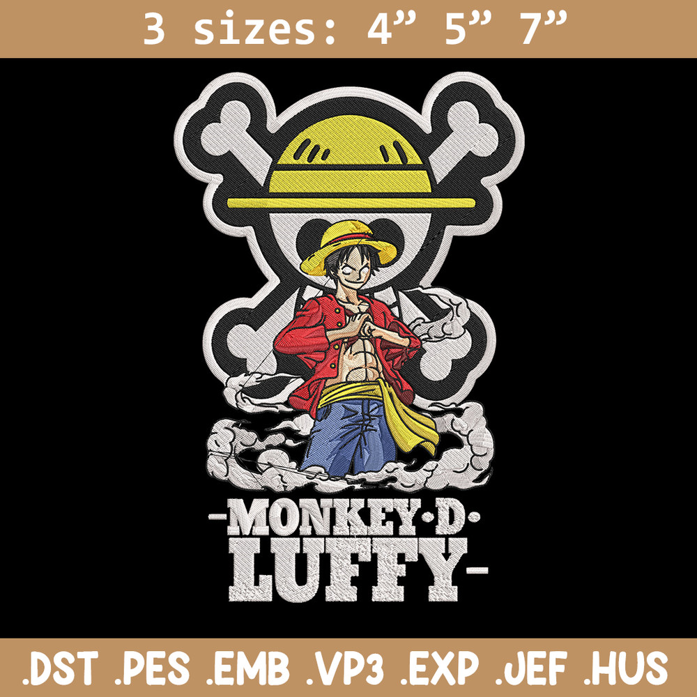 Luffy poster Embroidery Design, One piece Embroidery, Embroidery File, Anime Embroidery, Anime shirt, Digital download.jpg