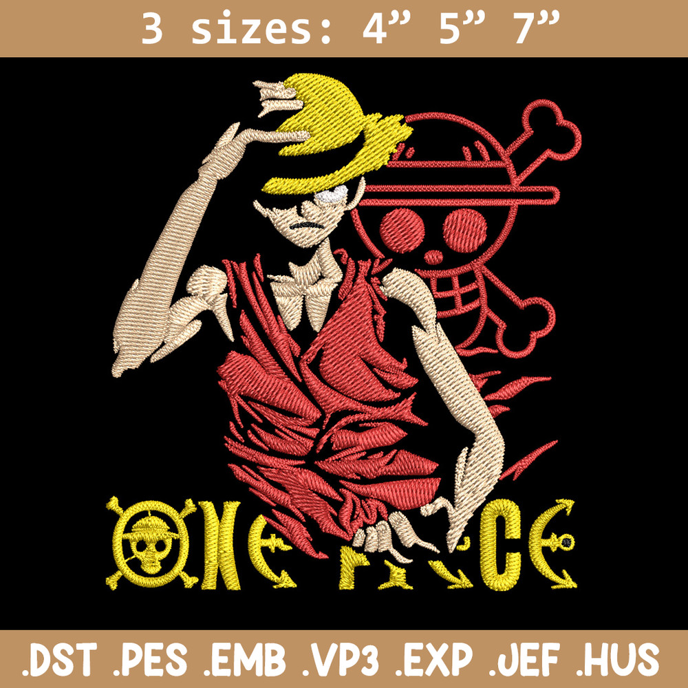 Luffy poster Embroidery Design, One piece Embroidery, Embroidery File, Anime Embroidery, Anime shirt,Digital download..jpg