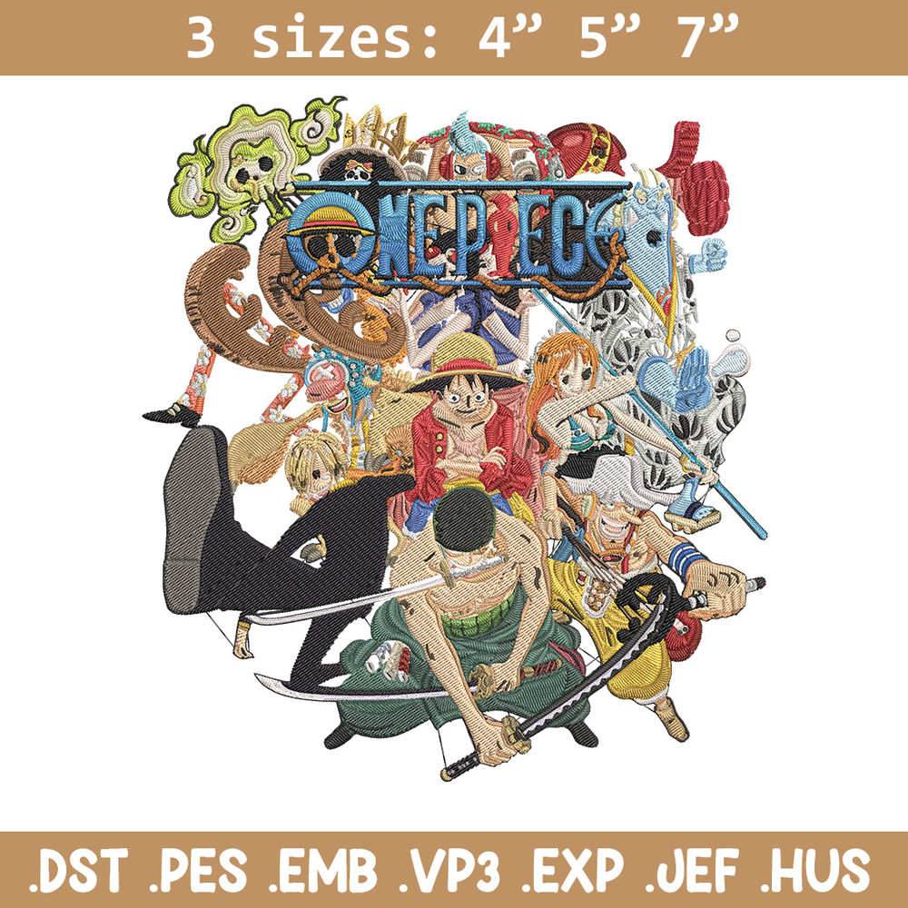 Luffy team Embroidery Design, One piece Embroidery, Embroidery File, Anime Embroidery, Anime shirt, Digital download.jpg