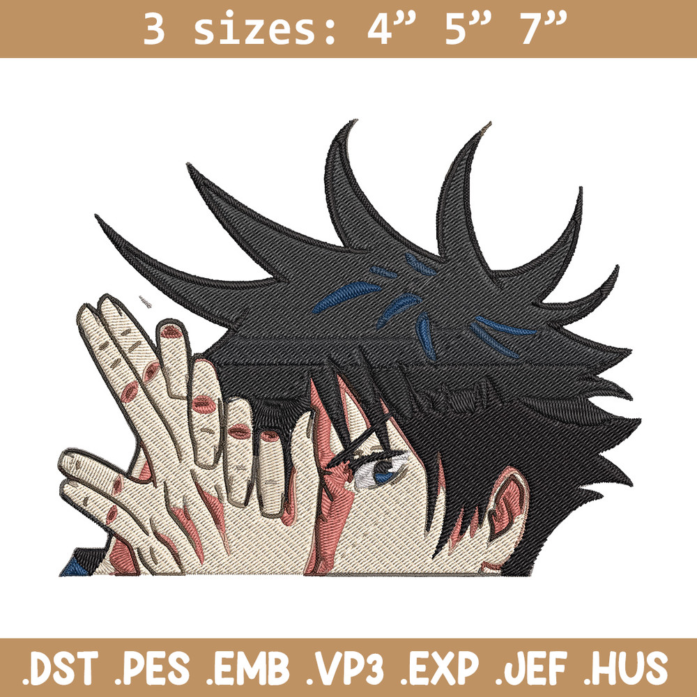 Megumi Peeker Embroidery Design, Jujutsu Embroidery, Embroidery File, Anime Embroidery, Anime shirt, Digital download.jpg