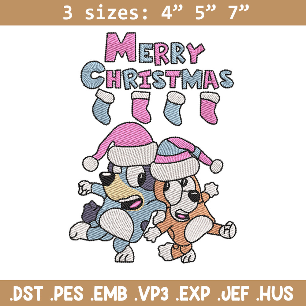 Merry chrismas embroidery design, Bluey embroidery, Chrismas design, Embroidery file, Embroidery shirt, Digital download.jpg