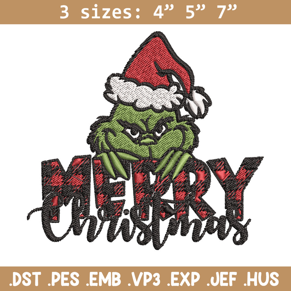 Merry Christmas Grinch Embroidery design, Christmas Grinch Embroidery, logo design, Embroidery File, Instant download..jpg