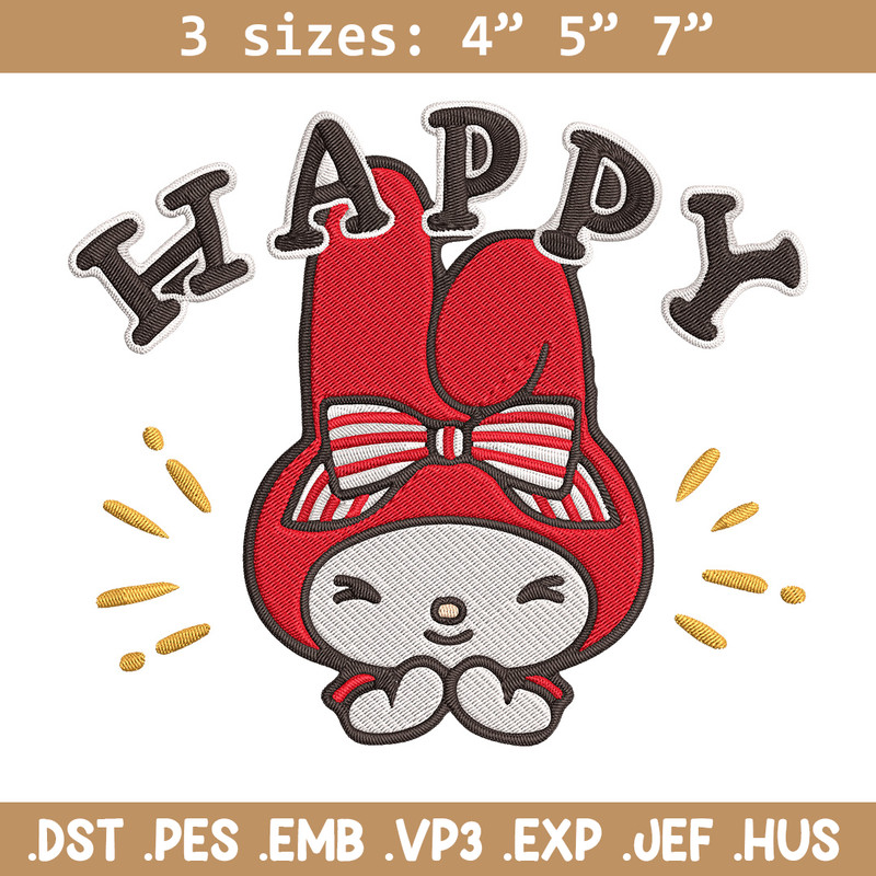 My Melody happy Embroidery Design, Hello kitty Embroidery, Embroidery File, Anime Embroidery, Digital download.jpg