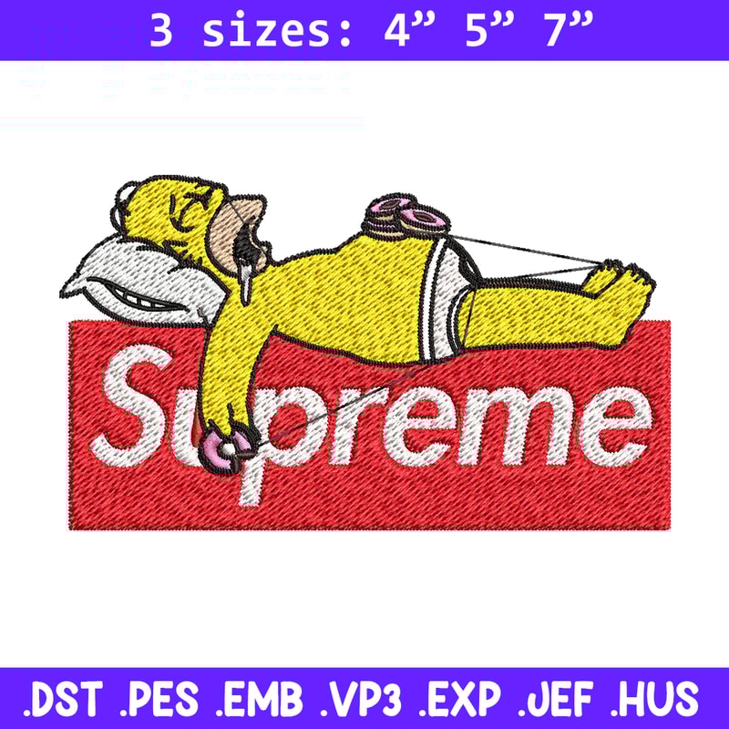 Homer Simpson supreme Embroidery design, Simpson Embroidery, cartoon design, Embroidery File, Instant download..jpg