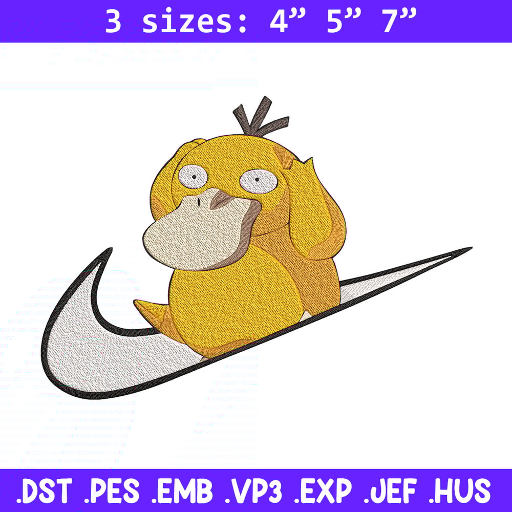 Koduck x nike Embroidery Design, Pokemon Embroidery, Embroidery File, Nike Embroidery, Anime shirt, Digital download.jpg