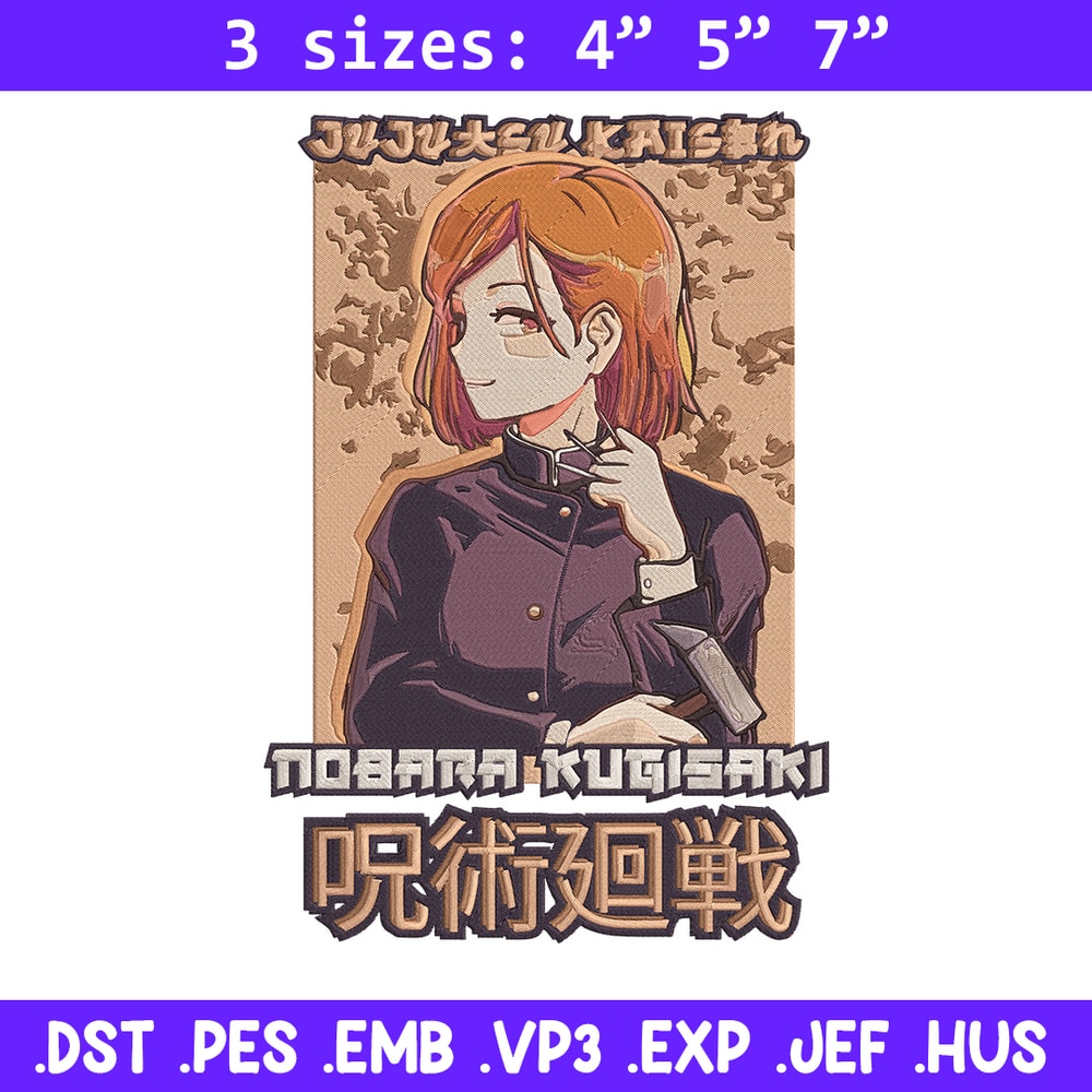 Kugisaki Nobara Embroidery Design,Jujutsu Embroidery, Embroidery File, Anime Embroidery, Anime shirt, Digital download.jpg
