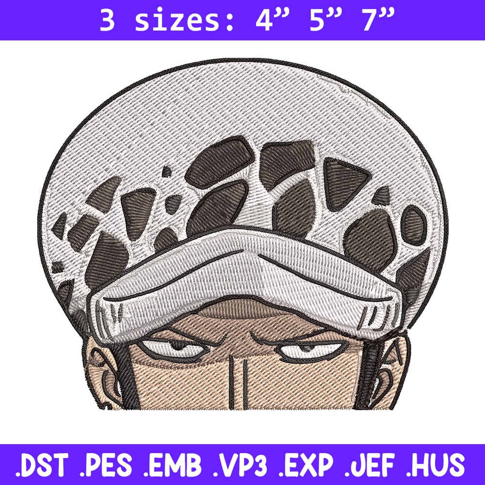 Law Peeker Embroidery Design, One piece Embroidery, Embroidery File, Anime Embroidery, Anime shirt, Digital download.jpg