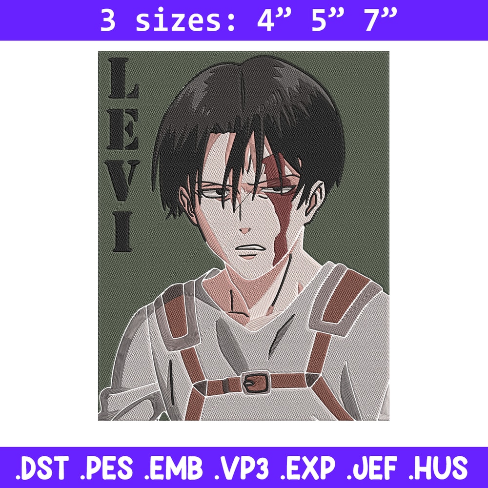 Levi poster Embroidery Design, Aot Embroidery, Embroidery File, Anime Embroidery, Anime shirt, Digital download..jpg