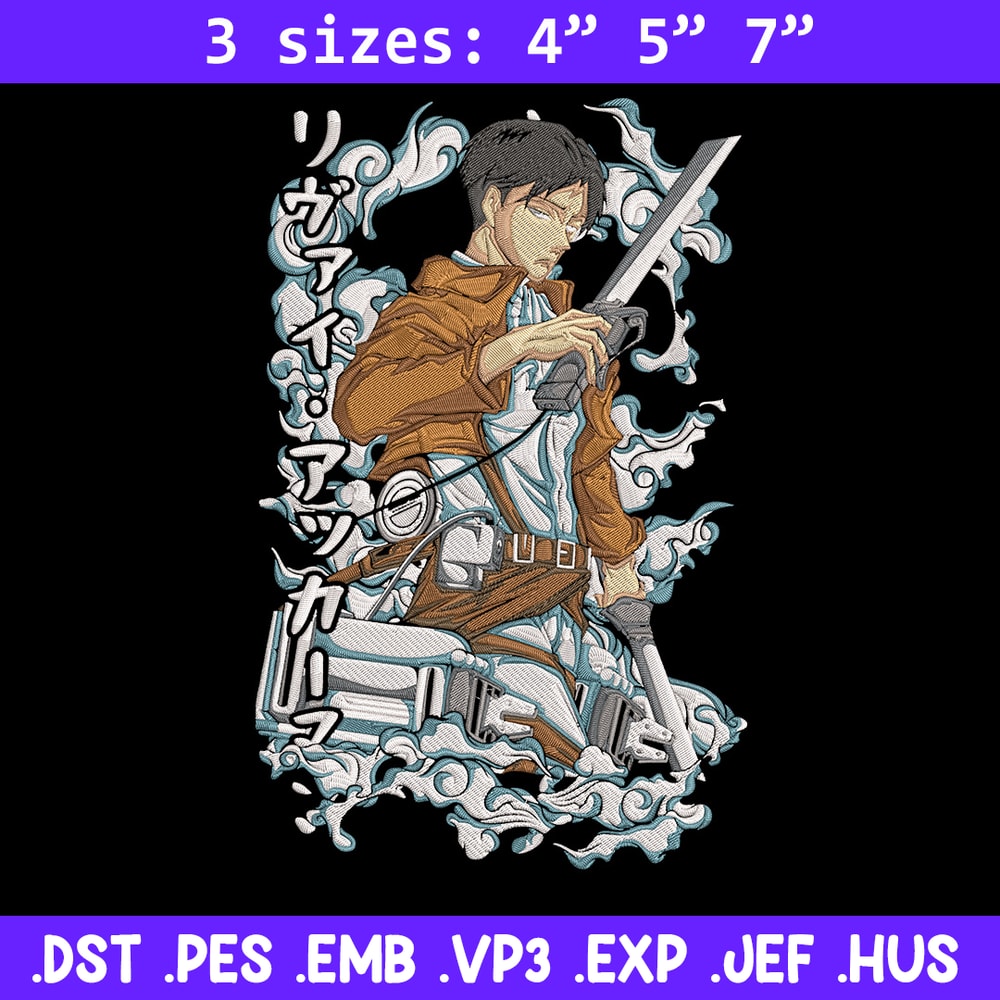 Levi poster Embroidery Design, Aot Embroidery, Embroidery File, Anime Embroidery, Anime shirt, Digital download.jpg