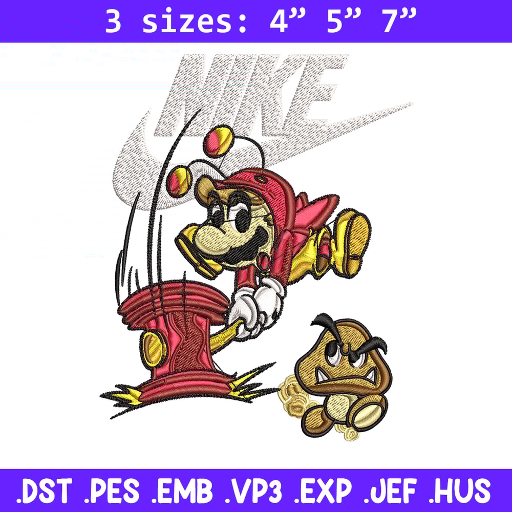 Mario bros Nike Embroidery design, Mario bros game Embroidery, Nike design, Embroidery file, Instant download..jpg