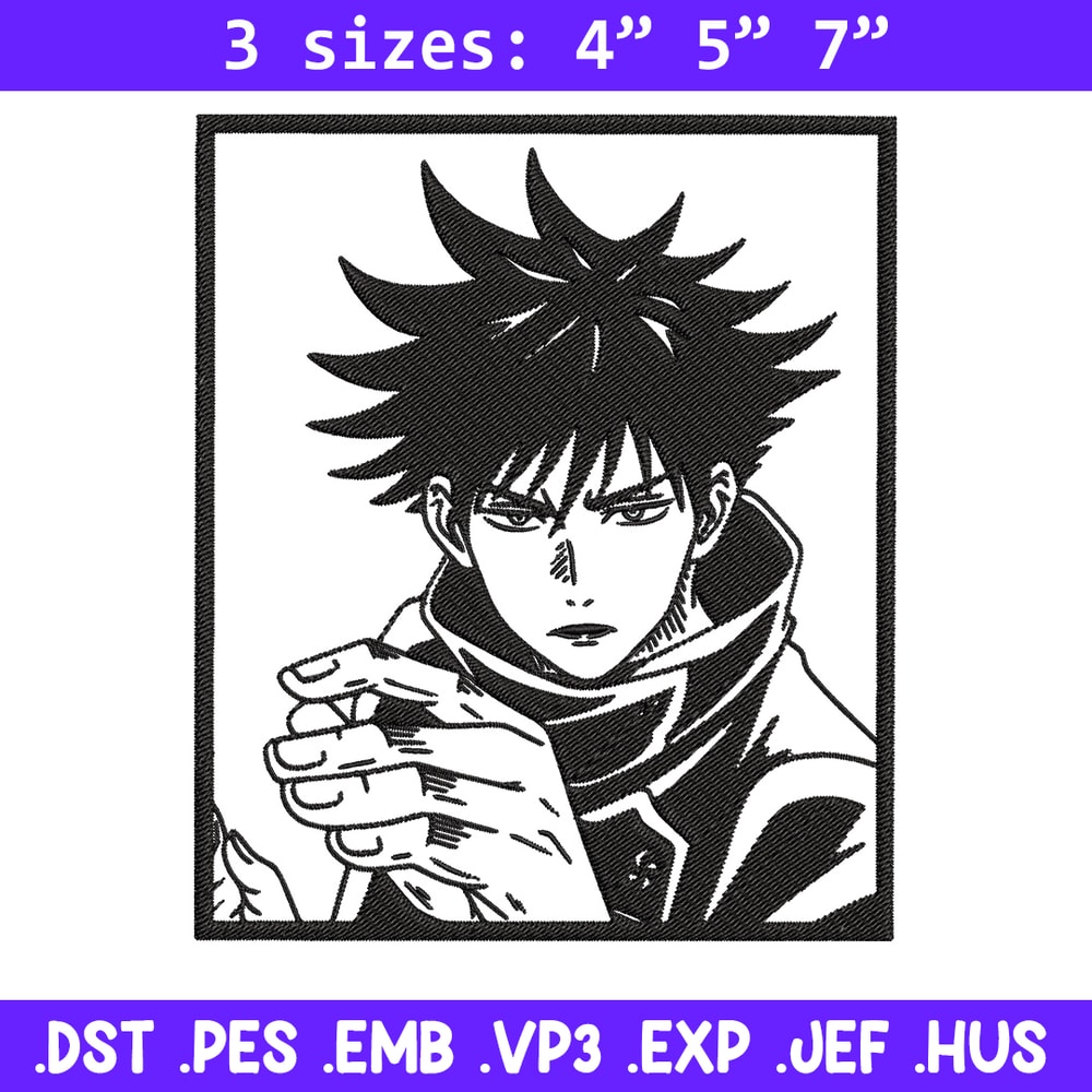 Megumi rectangle Embroidery Design, Jujutsu Embroidery, Embroidery File, Anime Embroidery, Anime shirt,Digital download.jpg
