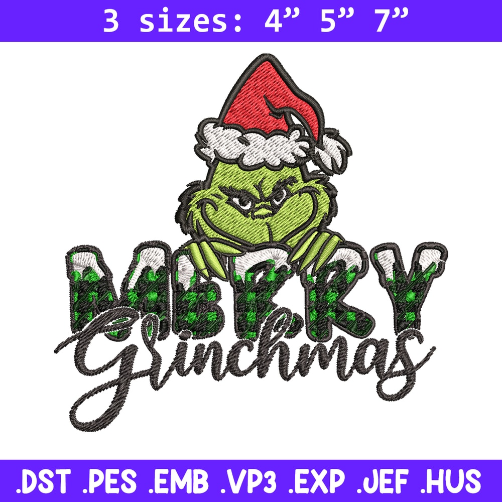 Merry Grinch Embroidery design, Grinch Merry Christmas Embroidery, Grinch design, Embroidery File, Digital download..jpg