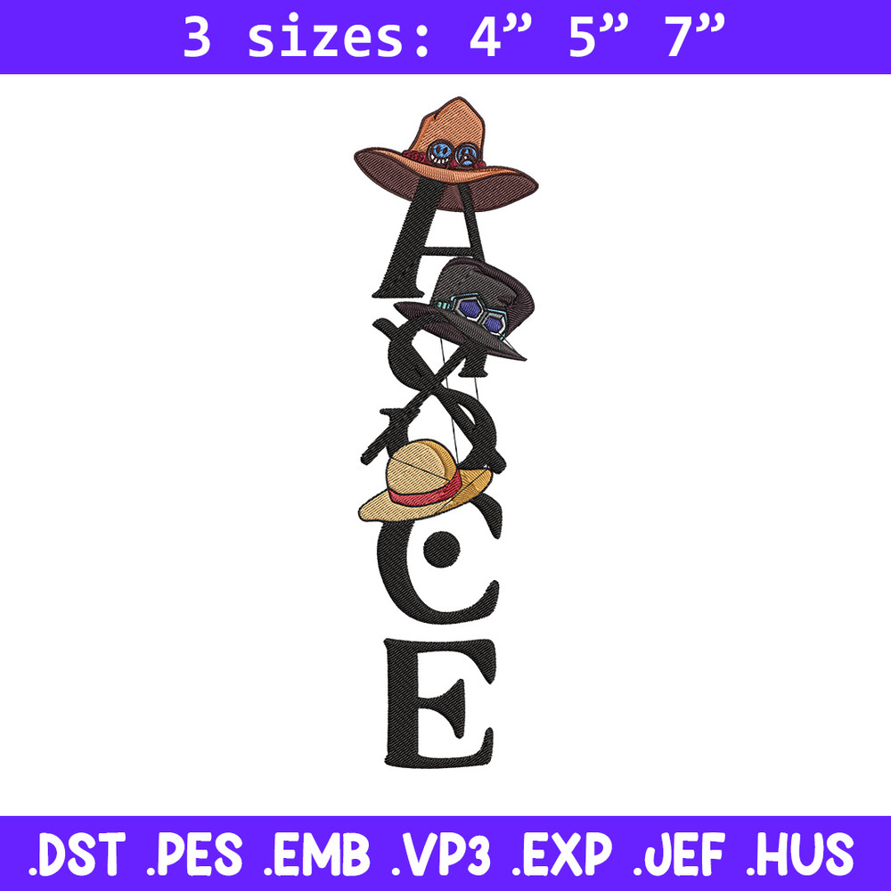 Ace tattoo Embroidery Design, One piece Embroidery, Embroidery File, Anime Embroidery, Anime shirt, Digital download.jpg