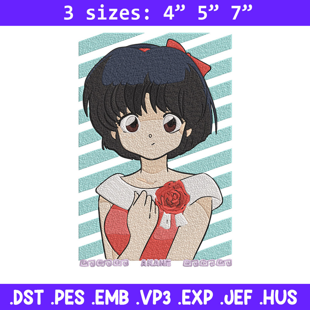 Akane Tendo Embroidery Design, Ranma Embroidery, Embroidery File, Anime Embroidery, Anime shirt, Digital download.jpg