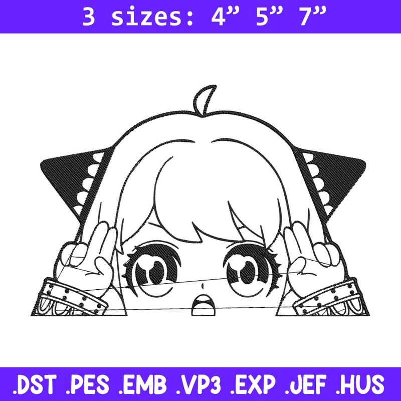 Anya cute Embroidery Design, Spy x family Embroidery, Embroidery File, Anime Embroidery, Anime shirt, Digital download.jpg