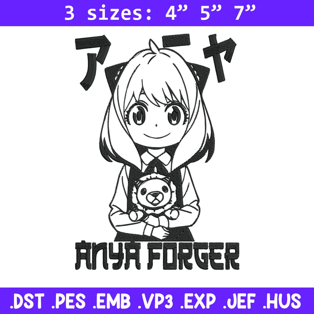 Anya forger Embroidery Design, Spy x family Embroidery, Embroidery File, Anime Embroidery, Digital download.jpg